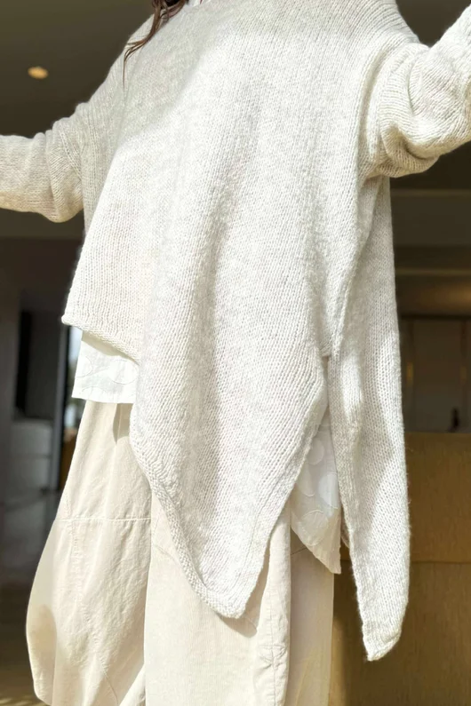 Made in Italy Big Softie Super Slant Knit Top Stone Marl 